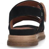 No Stress - Dames - Zwarte leren plateau sandalen met gesp