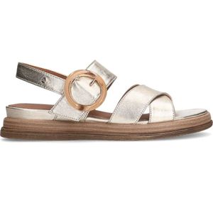 No Stress - Dames - Gouden leren plateau sandalen met gesp
