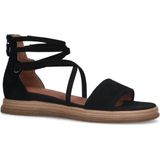 Manfield - Zwarte Nubuck Sandalen - Leer - Bandjes - Memory Foam Voetbed