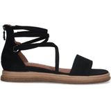 Manfield - Zwarte Nubuck Sandalen - Leer - Bandjes - Memory Foam Voetbed