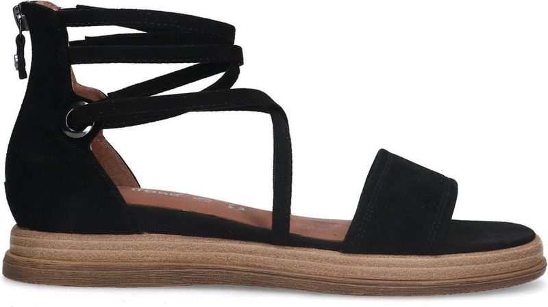 Manfield - Zwarte Nubuck Sandalen - Leer - Bandjes - Memory Foam Voetbed