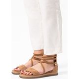 Manfield - Beige Nubuck Sandalen - Leer - Memory Foam Voetbed