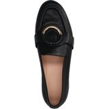 Manfield - Zwarte Loafers - Leer - Gouden Detail