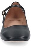 Manfield - Dames - Zwarte Leren Pumps - Leren Bandje - Lage Blokhak