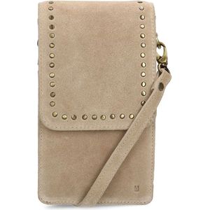 Manfield - Beige suède telefoontasje met studs