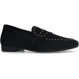 Manfield - Loafers - Zwart - Suède - Gouden Studs