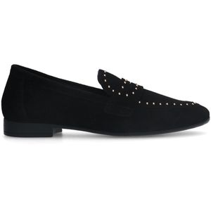 Manfield - Loafers - Zwart - Suède - Gouden Studs