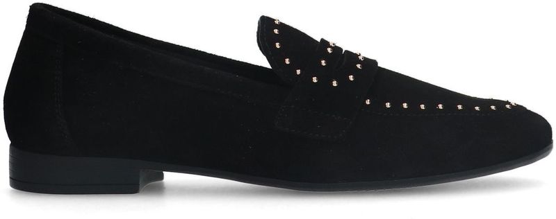 Manfield - Loafers - Zwart - Suède - Gouden Studs