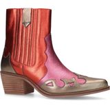 Manfield - Dames - Rode metallic leren cowboy laarzen