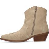 Manfield - Dames - Beige suède cowboy laarzen - Maat 36