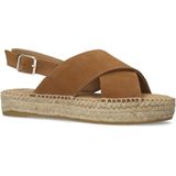 Manfield - Dames - Cognac suède sandalen - Maat 41