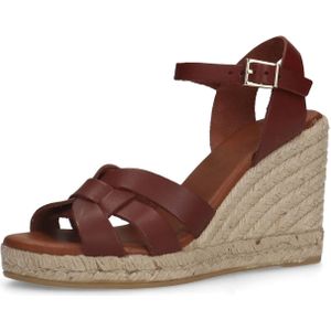 Manfield - Sleehak Sandalen - Bruin - Leer - Cognackleurig
