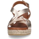 Manfield - Sandalen - Geel - Leer - Gouden Sleehak