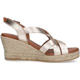 Manfield - Sandalen - Geel - Leer - Gouden Sleehak