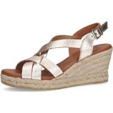 Manfield - Sandalen - Geel - Leer - Gouden Sleehak