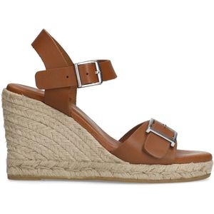 Manfield - Dames - Cognac Leren Sleehakken - Gespsluiting