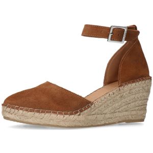 Manfield - Cognac Sandalen - Suède - Sleehak