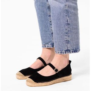 Manfield - Zwarte Espadrilles - Suède - Zool 2 cm