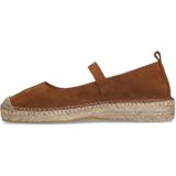 Manfield - Dames - Cognac Suède Espadrilles met Gesp - Zool 2 cm