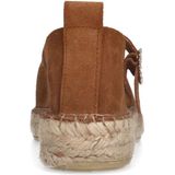 Manfield - Dames - Cognac Suède Espadrilles met Gesp - Zool 2 cm