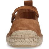 Manfield - Dames - Cognac Suède Espadrilles met Gesp - Zool 2 cm