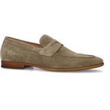 Manfield - Heren - Taupe Loafers - Suède - Platte Hak 1 cm