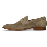 Manfield - Heren - Taupe Loafers - Suède - Platte Hak 1 cm