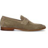 Manfield - Heren - Taupe Loafers - Suède - Platte Hak 1 cm