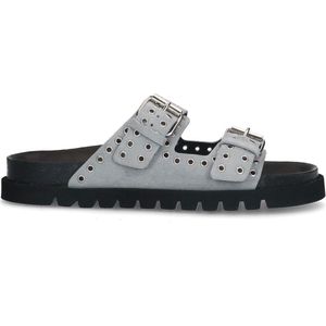 Grijze suède slippers met studs