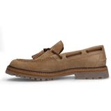 Manfield - Heren - Beige - Suède Loafers met Kwastje