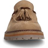 Manfield - Heren - Beige - Suède Loafers met Kwastje
