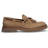 Manfield - Heren - Beige - Suède Loafers met Kwastje
