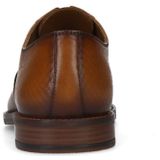 Manfield - Cognac Leren Veterschoenen - Bruin - Leer
