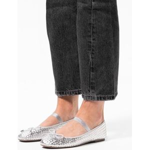 Zilveren leren ballerina's