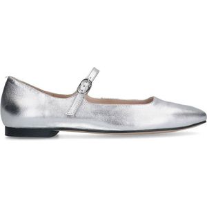 Manfield Leren Ballerina's Zilver