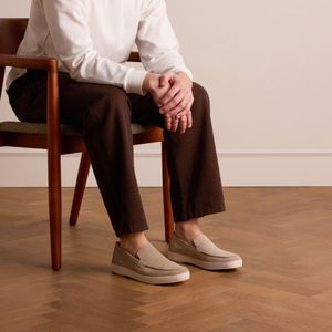 Manfield - Loafers - Beige - Suède - Platte Zool