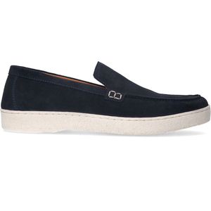 Manfield - Suède Loafers - Blauw - Suède - Witte Zool 2 cm