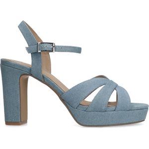 Manfield - Denim Sandalen - Blauw - Denim Textiel - Enkelbandje met Gesp