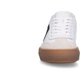 Manfield - Sneakers - Wit - Leer - Zwarte Details