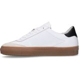 Manfield - Sneakers - Wit - Leer - Zwarte Details