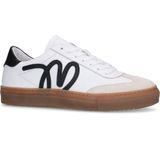 Manfield - Sneakers - Wit - Leer - Zwarte Details