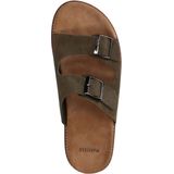 Manfield - Groene Suède Sandalen - Heren - Instap - Twee Brede Banden