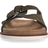 Manfield - Groene Suède Sandalen - Heren - Instap - Twee Brede Banden