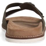 Manfield - Groene Suède Sandalen - Heren - Instap - Twee Brede Banden