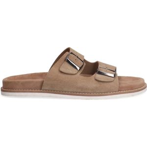 Manfield - Slippers - Beige - Suède