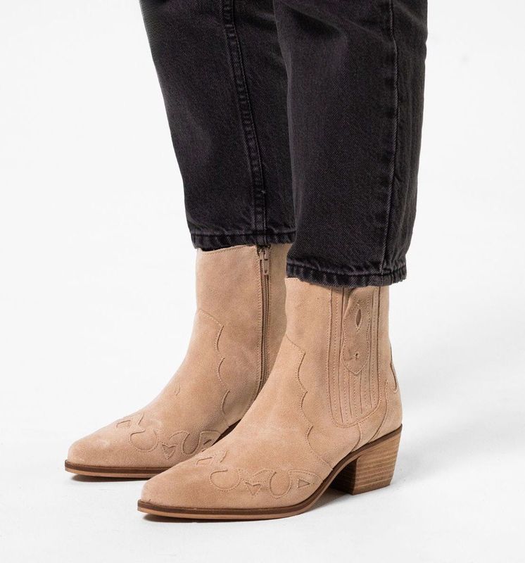 Manfield - Cowboylaarzen - Beige - Suède