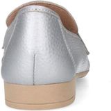 Manfield - Dames - Zilveren Leren Loafers - Platte Hak