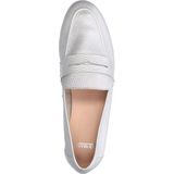 Manfield - Dames - Zilveren Leren Loafers - Platte Hak