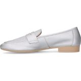 Manfield - Dames - Zilveren Leren Loafers - Platte Hak
