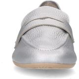 Manfield - Dames - Zilveren Leren Loafers - Platte Hak